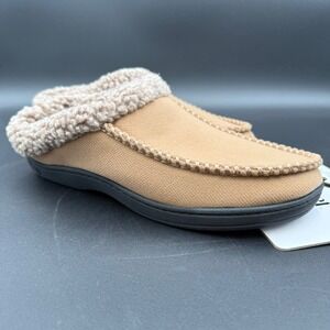 Isotoner Slippers Mens‎ Size XL 11-12 Memory Foam Tan Buckskin Sherpa Lining